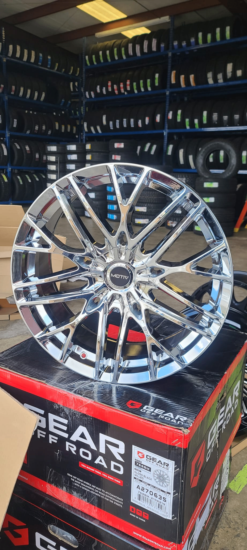Chrome Motiv wheel in the showroom
