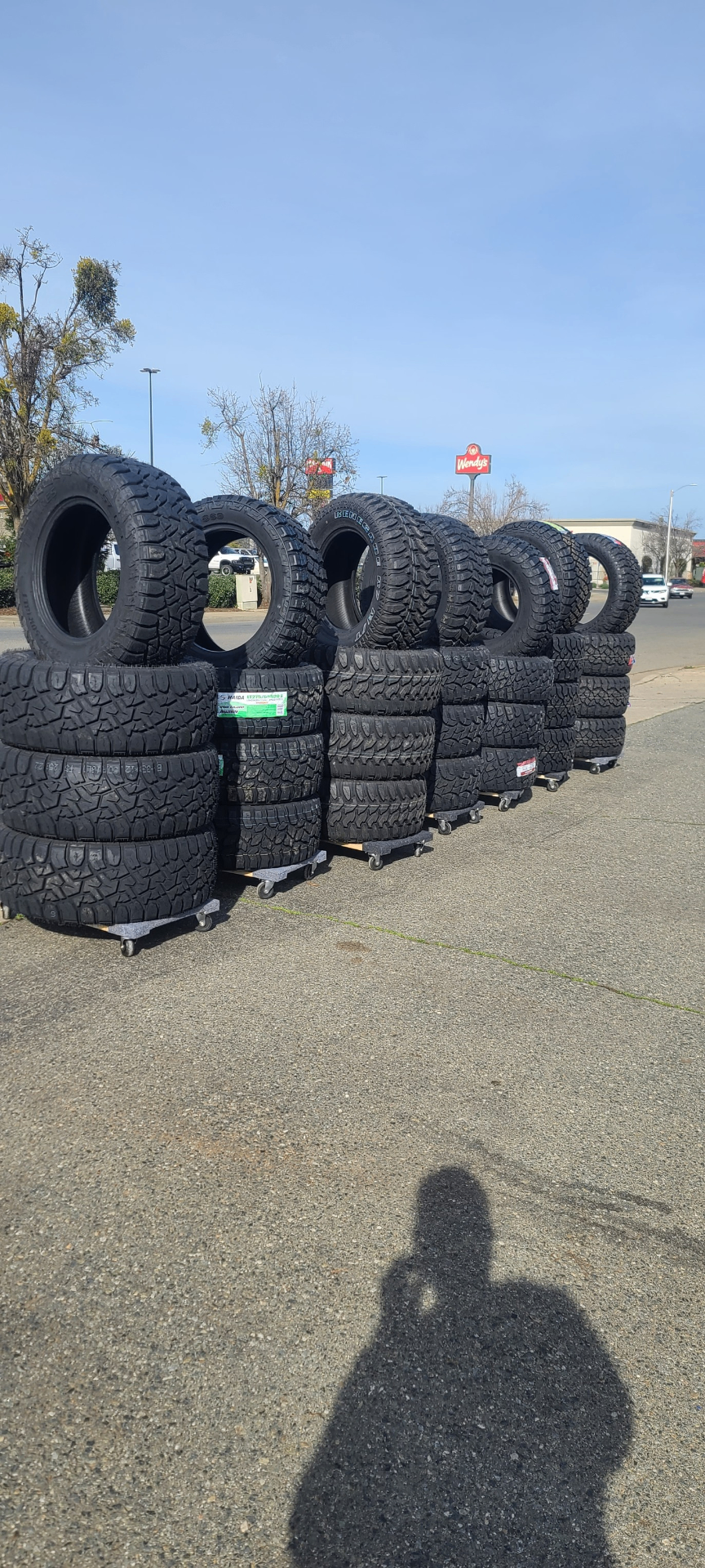 Pallets of tires ready for install